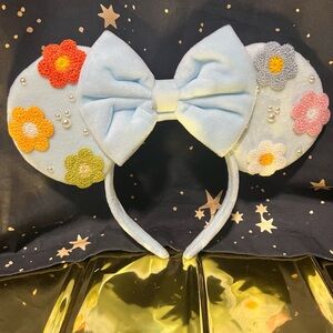 Light blue with flowers Mickey ears